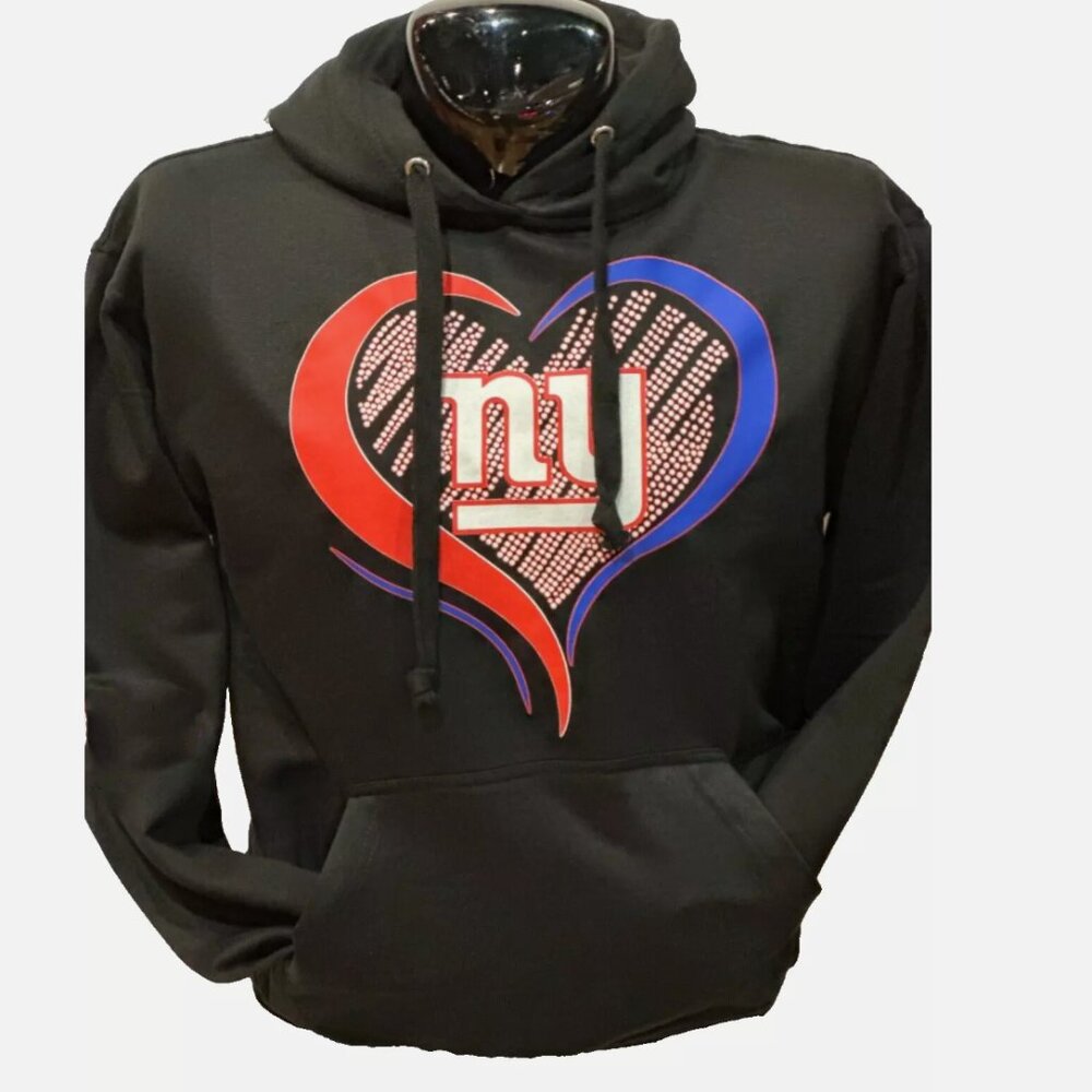 Retro New York Giants NFL Hoodie Sweatshirt Heart Designs NFL Giants Fan Shirt